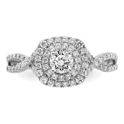 14K White Gold Double Halo Diamond Engagement Ring Semi-Mount – view 4