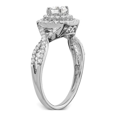 14K White Gold Double Halo Diamond Engagement Ring Semi-Mount – view 6