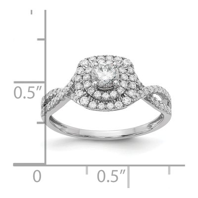 14K White Gold Double Halo Diamond Engagement Ring Semi-Mount – view 8