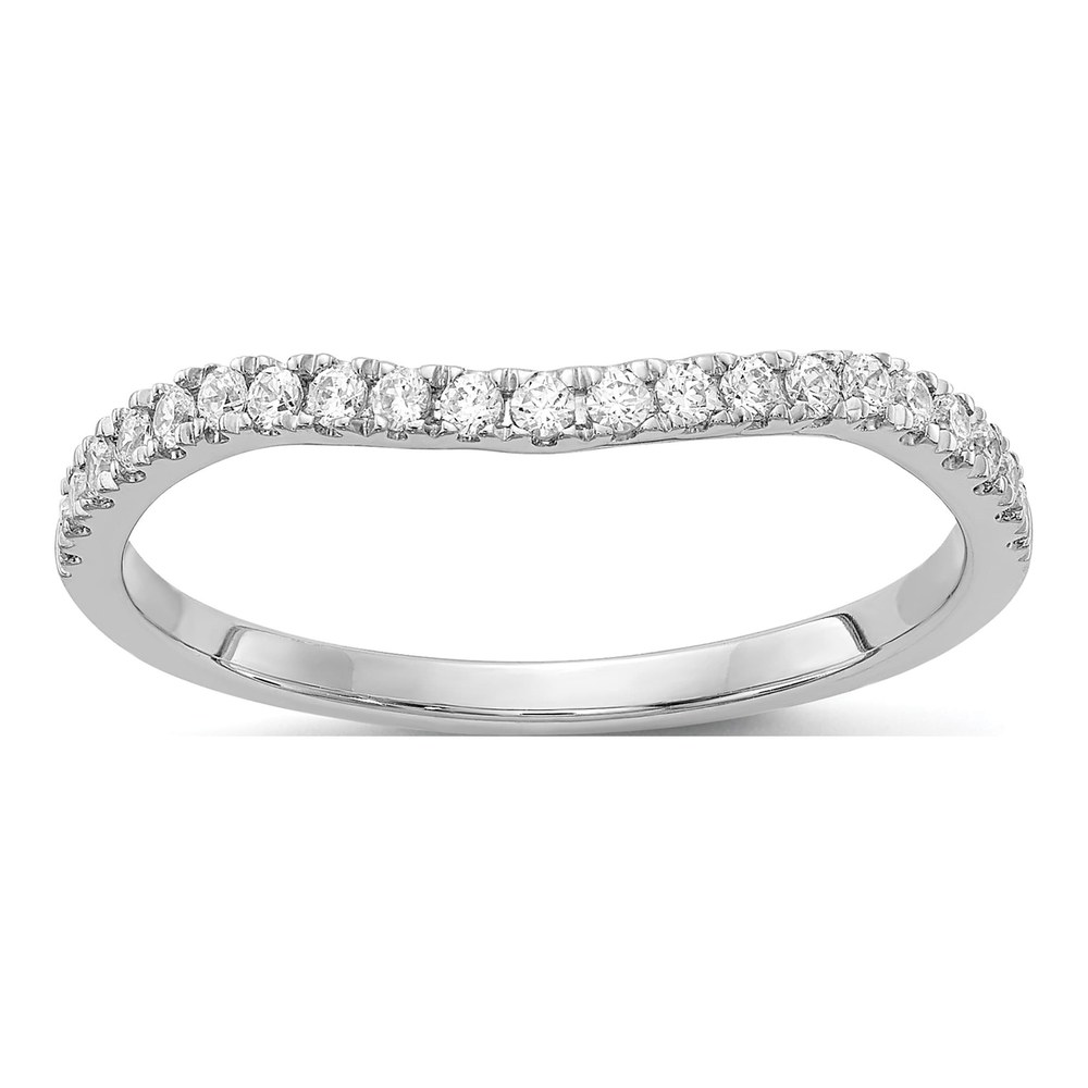 14K White Gold Diamond Contoured Wedding Band