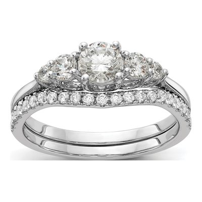 14K White Gold 3-Stone Diamond Engagement Ring Semi-Mount – view 7