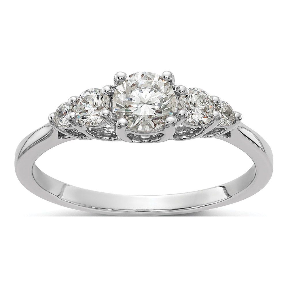 14K White Gold 3-Stone Diamond Engagement Ring Semi-Mount
