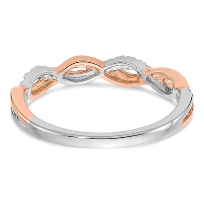 14K Two-Tone Gold 1/8 ct tw Criss-Cross Diamond Wedding Band – view 6