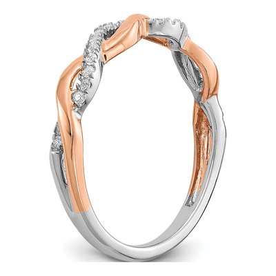 14K Two-Tone Gold 1/8 ct tw Criss-Cross Diamond Wedding Band – view 7