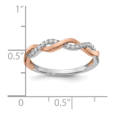 14K Two-Tone Gold 1/8 ct tw Criss-Cross Diamond Wedding Band – view 8