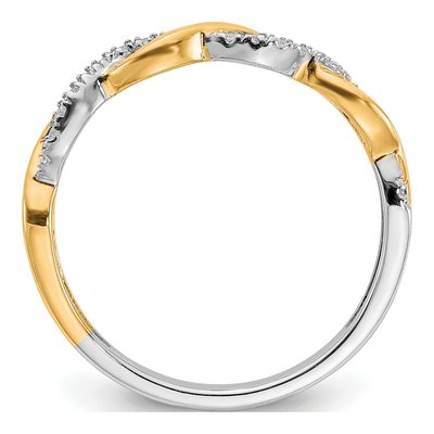 14K Two-Tone Gold 1/8 ct tw Diamond Criss-Cross Wedding Band – view 2