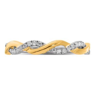 14K Two-Tone Gold 1/8 ct tw Diamond Criss-Cross Wedding Band – view 4
