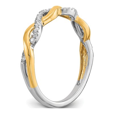 14K Two-Tone Gold 1/8 ct tw Diamond Criss-Cross Wedding Band – view 6