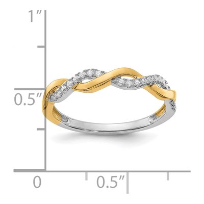 14K Two-Tone Gold 1/8 ct tw Diamond Criss-Cross Wedding Band – view 7