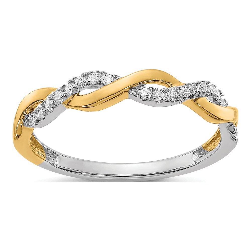 14K Two-Tone Gold 1/8 ct tw Diamond Criss-Cross Wedding Band