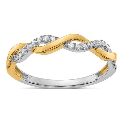 14K Two-Tone Gold 1/8 ct tw Diamond Criss-Cross Wedding Band
