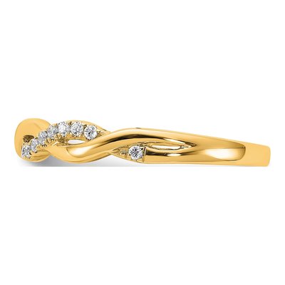 14K Yellow Gold 1/8 ct tw Diamond Criss-Cross Wedding Band – view 3