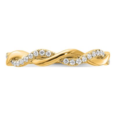 14K Yellow Gold 1/8 ct tw Diamond Criss-Cross Wedding Band – view 4