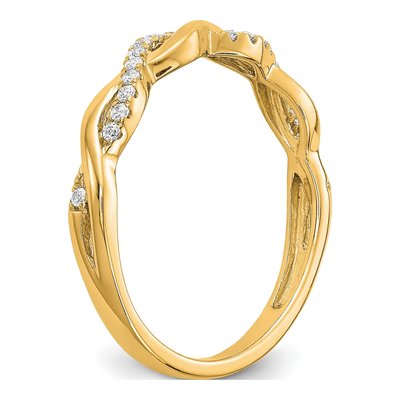 14K Yellow Gold 1/8 ct tw Diamond Criss-Cross Wedding Band – view 6