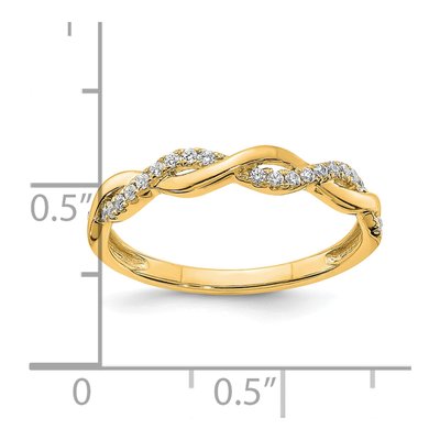 14K Yellow Gold 1/8 ct tw Diamond Criss-Cross Wedding Band – view 7