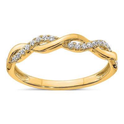 14K Yellow Gold 1/8 ct tw Diamond Criss-Cross Wedding Band
