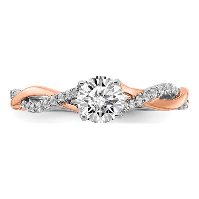 14K Two-Tone Gold Criss-Cross Diamond Engagement Ring Semi-Mount – view 4