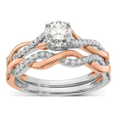 14K Two-Tone Gold Criss-Cross Diamond Engagement Ring Semi-Mount – view 7