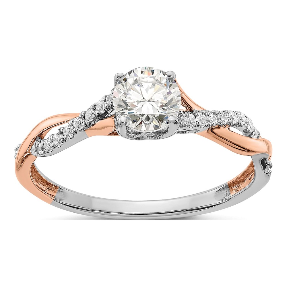 14K Two-Tone Gold Criss-Cross Diamond Engagement Ring Semi-Mount
