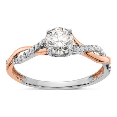 14K Two-Tone Gold Criss-Cross Diamond Engagement Ring Semi-Mount