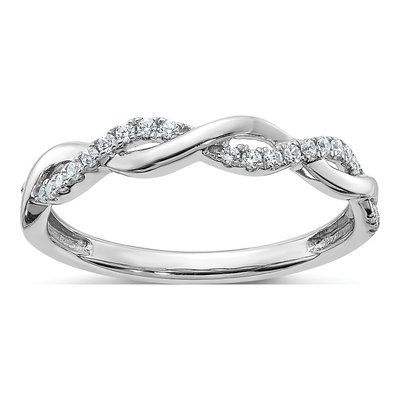 10K White Gold 1/8 ct tw Lab-Grown Diamond Twist Wedding Band