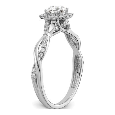 14K White Gold Halo Twist Engagement Ring Semi-Mount – view 7