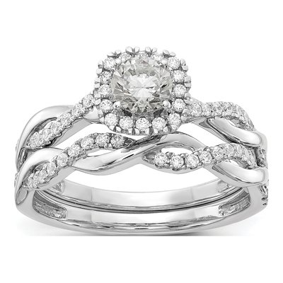 14K White Gold Halo Twist Engagement Ring Semi-Mount – view 8