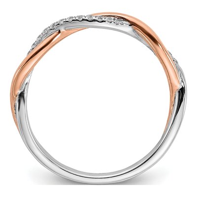 14K Two-Tone Gold 1/10 ct tw Criss-Cross Diamond Wedding Band – view 2