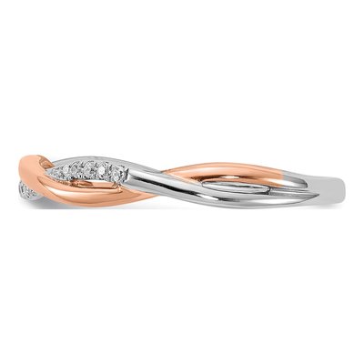 14K Two-Tone Gold 1/10 ct tw Criss-Cross Diamond Wedding Band – view 3