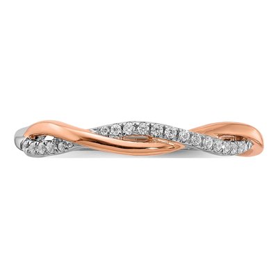 14K Two-Tone Gold 1/10 ct tw Criss-Cross Diamond Wedding Band – view 4