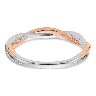 14K Two-Tone Gold 1/10 ct tw Criss-Cross Diamond Wedding Band – view 5
