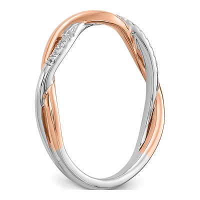 14K Two-Tone Gold 1/10 ct tw Criss-Cross Diamond Wedding Band – view 6