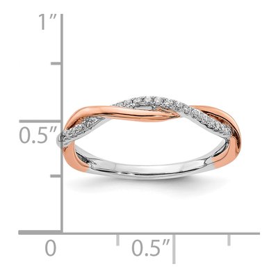 14K Two-Tone Gold 1/10 ct tw Criss-Cross Diamond Wedding Band – view 7