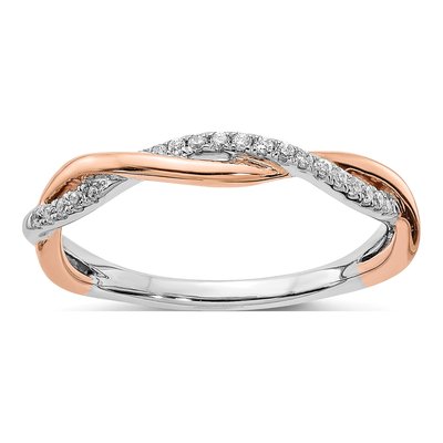 14K Two-Tone Gold 1/10 ct tw Criss-Cross Diamond Wedding Band