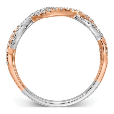 14K Two-Tone Gold 1/4 ct tw Criss-Cross Diamond Wedding Band – view 3