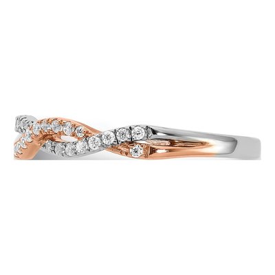 14K Two-Tone Gold 1/4 ct tw Criss-Cross Diamond Wedding Band – view 4