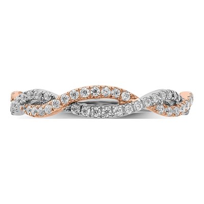 14K Two-Tone Gold 1/4 ct tw Criss-Cross Diamond Wedding Band – view 5