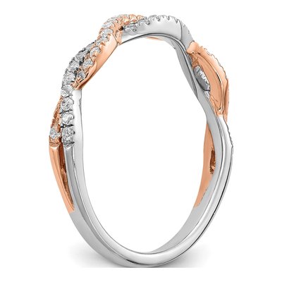 14K Two-Tone Gold 1/4 ct tw Criss-Cross Diamond Wedding Band – view 7