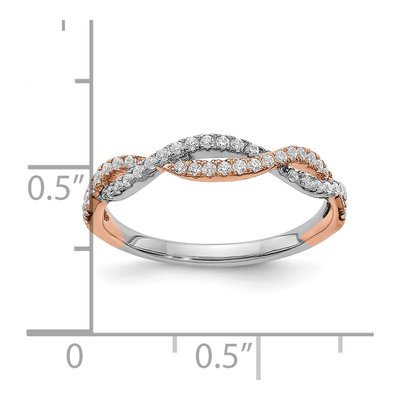 14K Two-Tone Gold 1/4 ct tw Criss-Cross Diamond Wedding Band – view 8