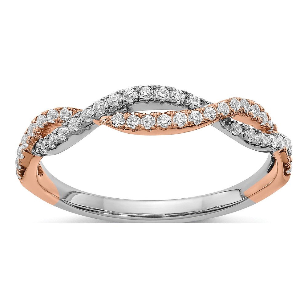 14K Two-Tone Gold Criss-Cross Diamond Wedding Band