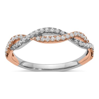 14K Two-Tone Gold 1/4 ct tw Criss-Cross Diamond Wedding Band