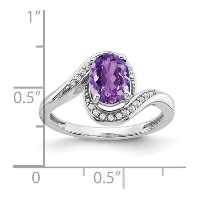 14K White Gold 1/10 ct tw Amethyst & Diamond Oval Bypass Ring – view 3