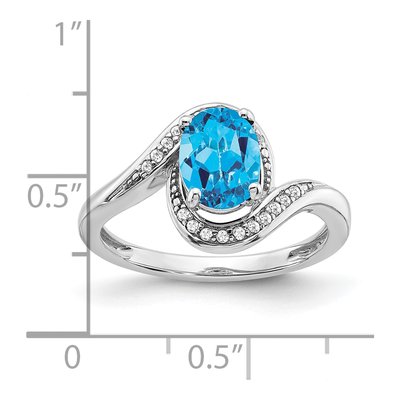 14K White Gold 1/10 ct tw Swiss Blue Topaz & Diamond Oval Bypass Ring – view 2