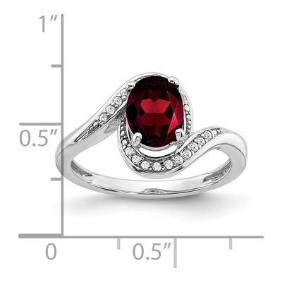 14K White Gold 1/10 ct tw Garnet & Diamond Oval Bypass Ring – view 2