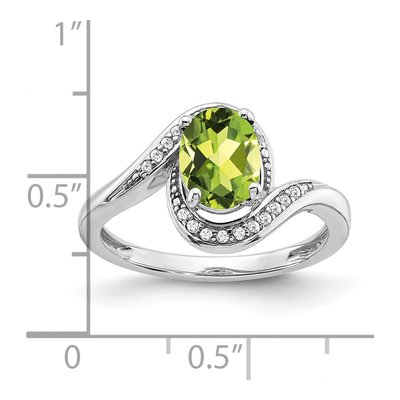 14K White Gold 1/10 ct tw Peridot & Diamond Oval Bypass Ring – view 2
