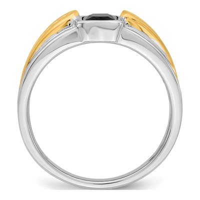 14K Two-Tone Gold 1/10 ct tw Onyx & Diamond Octagon Ring – view 3