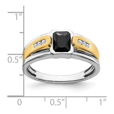 14K Two-Tone Gold 1/10 ct tw Onyx & Diamond Octagon Ring – view 4