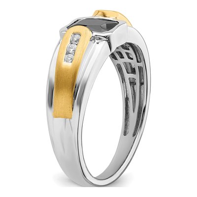 14K Two-Tone Gold 1/10 ct tw Onyx & Diamond Octagon Ring – view 8