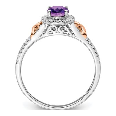 14K Two-Tone Gold 1/4 ct tw Amethyst & Diamond Oval Halo Ring – view 3