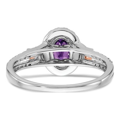 14K Two-Tone Gold 1/4 ct tw Amethyst & Diamond Oval Halo Ring – view 5